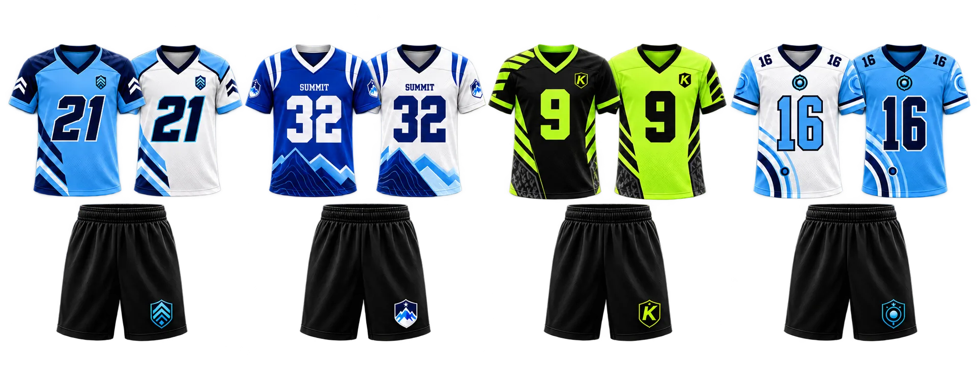 Elevate FB — both faces of one reversible jersey, with black shorts