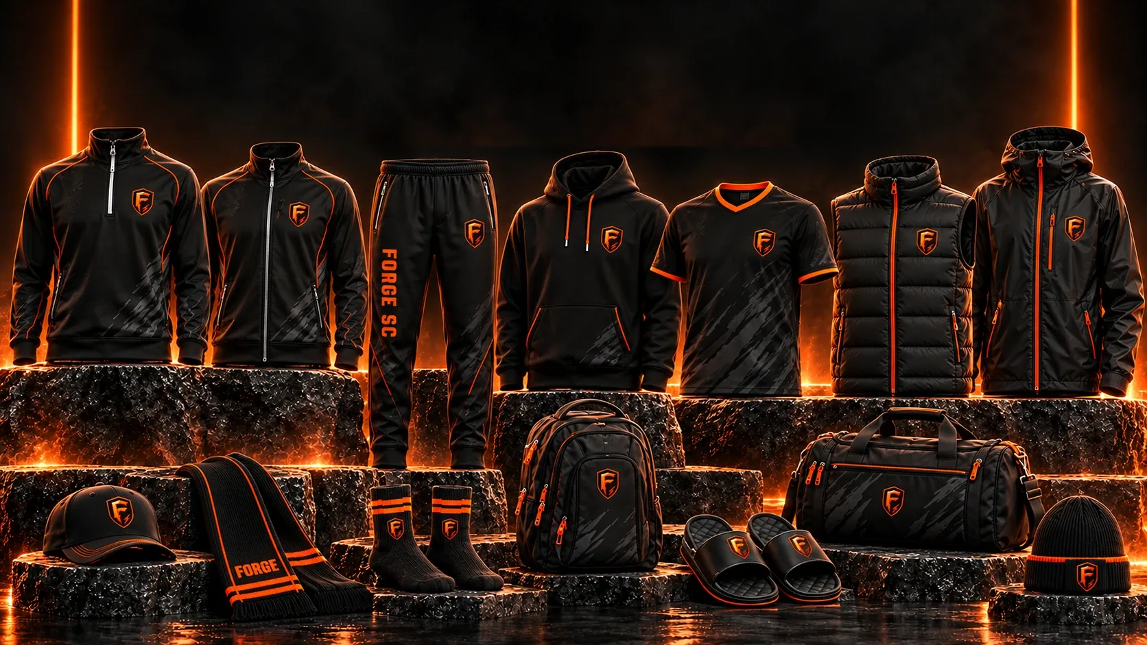 Forge FB shared fan-gear collection — existing club artwork for soccer and football
