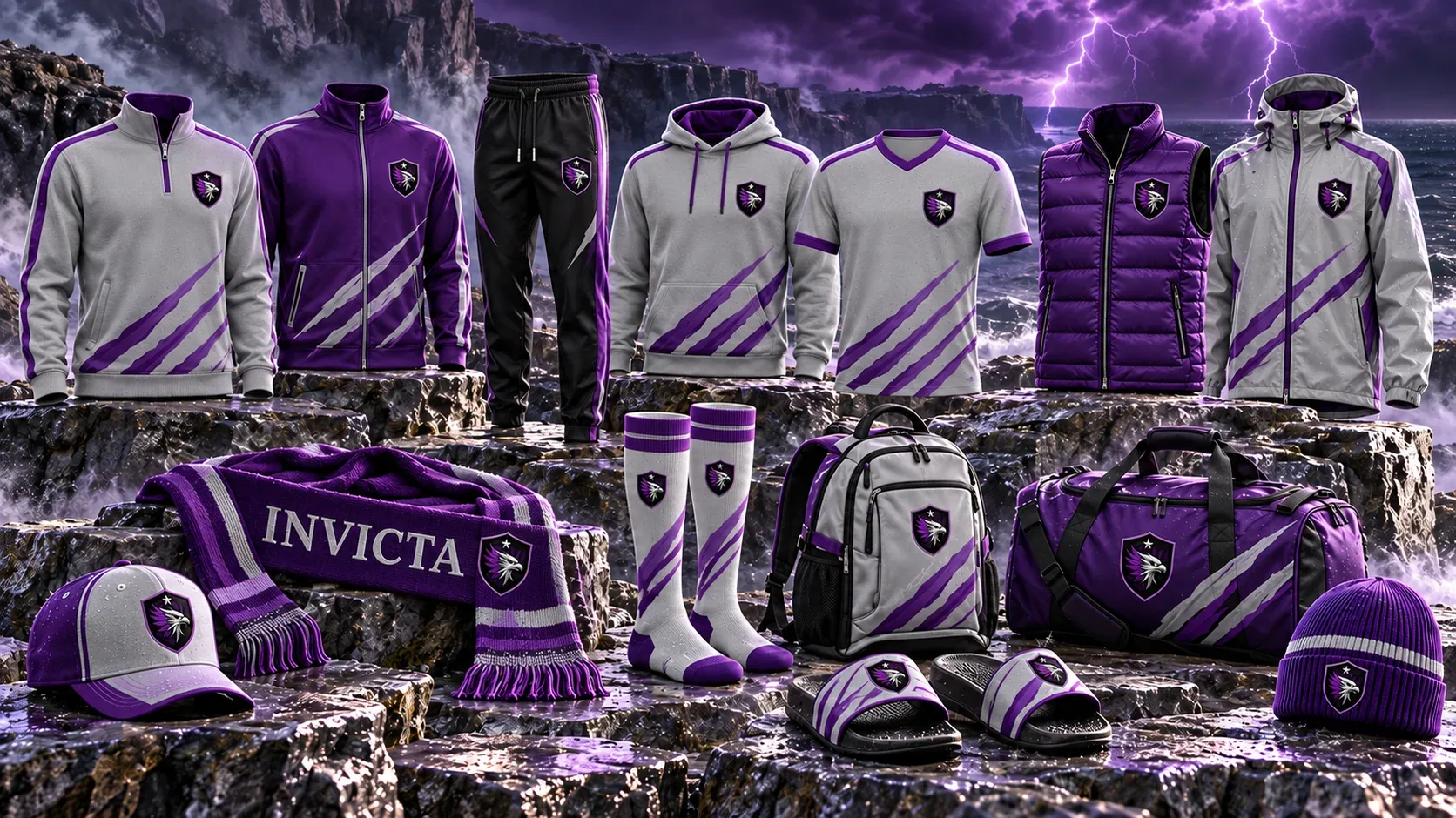 Invicta FB shared fan-gear collection — existing club artwork for soccer and football
