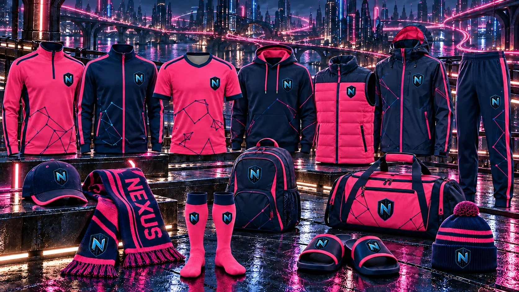 Nexus FB shared fan-gear collection — existing club artwork for soccer and football