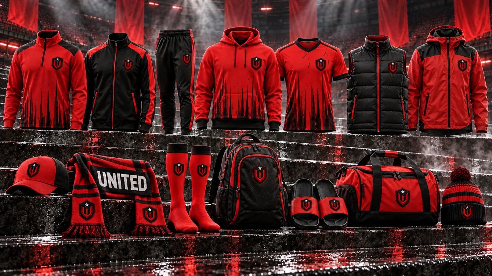 United FB shared fan-gear collection — existing club artwork for soccer and football